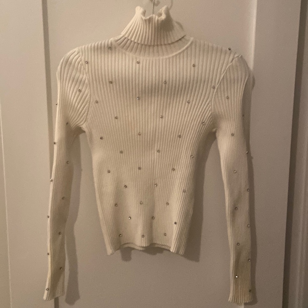 Cream Zara Turtleneck with Embellishments